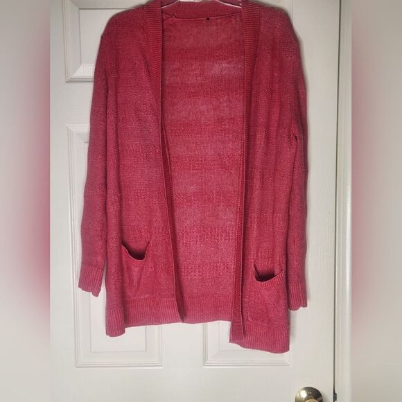 Talbots? Sweaters - Talbots? L Raspberry Red LngSlv Pockets  Knit Women’s Opened Sweater Cardigan